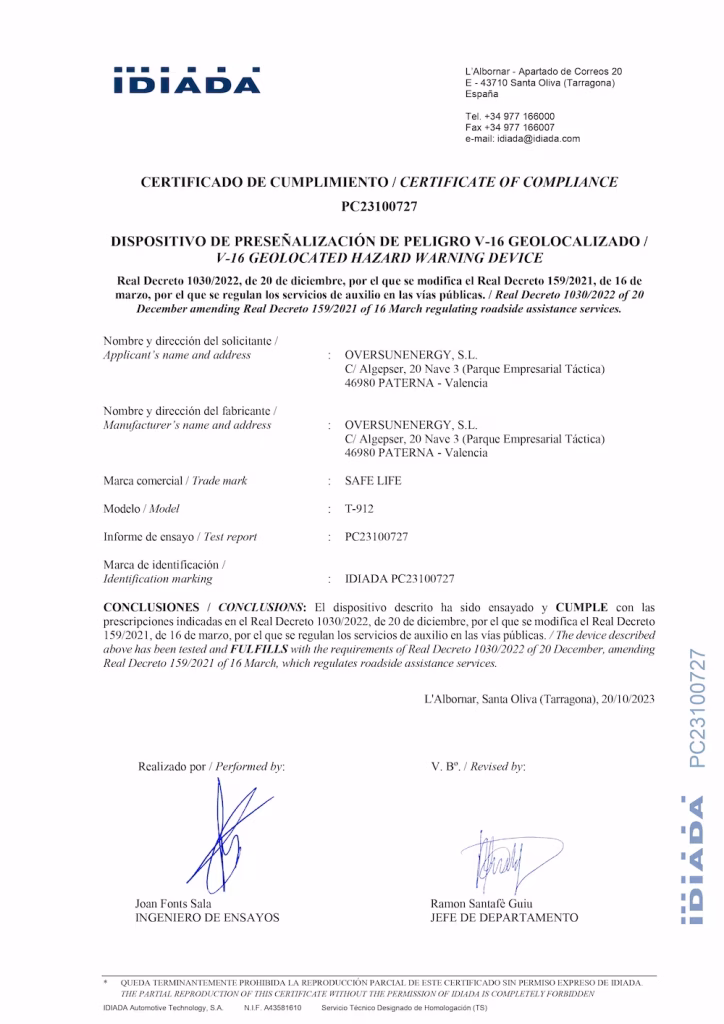 Baliza V16 homologada